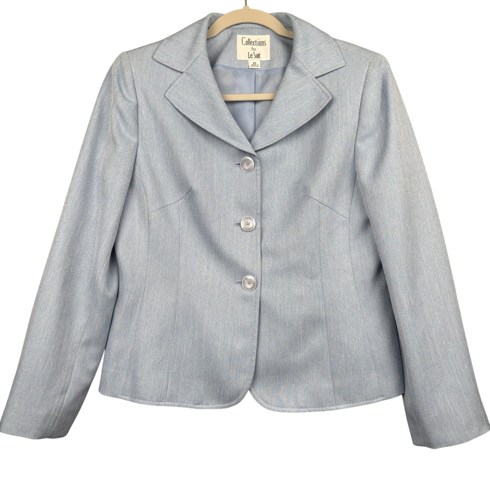 Le Suit Blazer Womens 8P Herringbone Notch Lapel Career Jacket